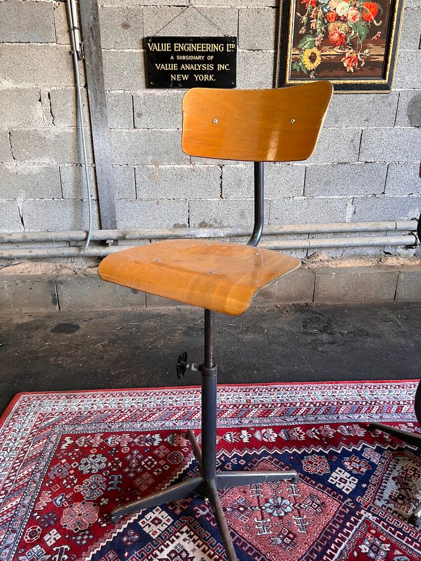 Vintage Swivel and Adjustable Industrial Workshop/Office Chair - 70s