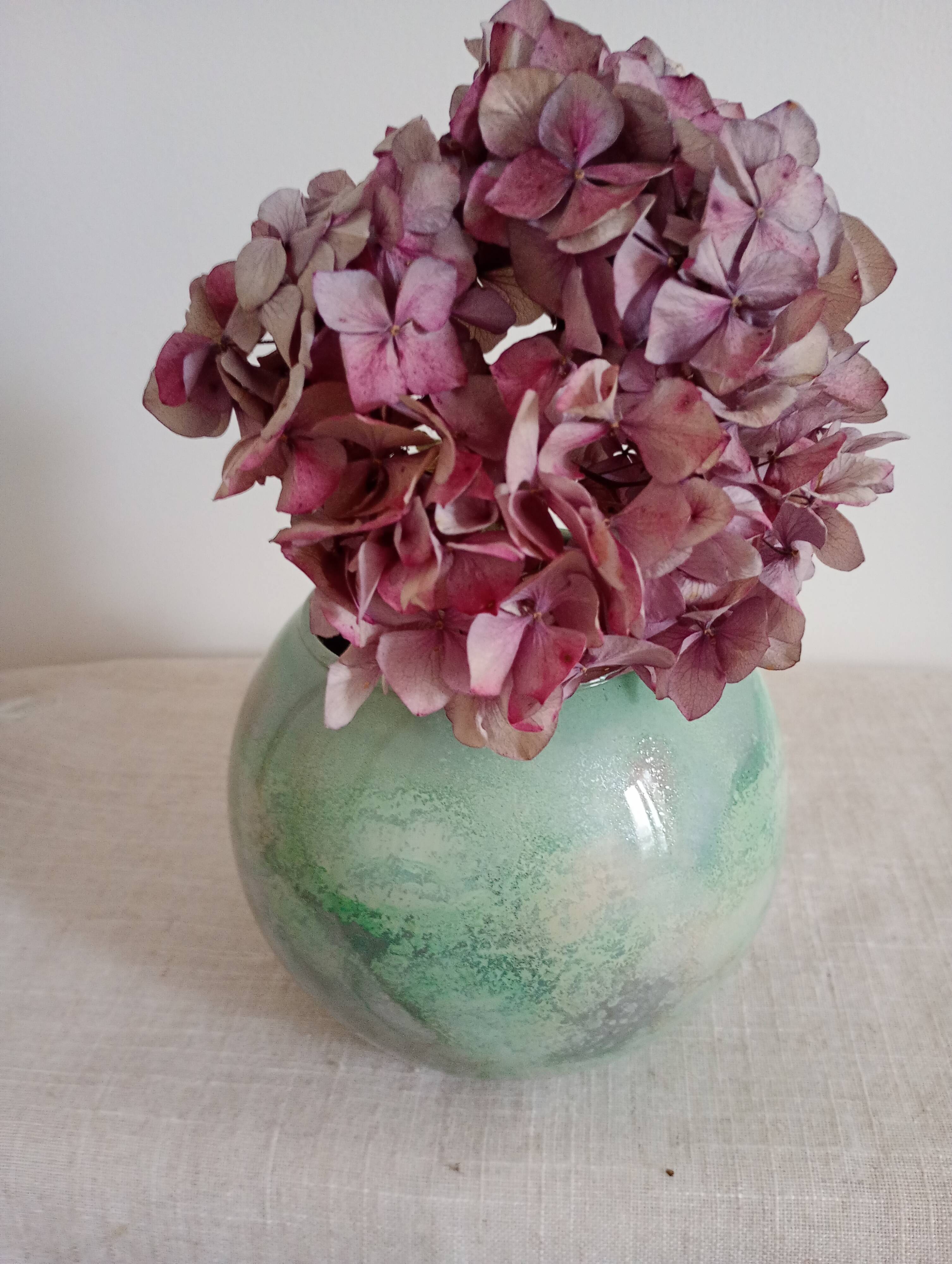 glossy glass round vase signed Jean Noel Bouillet