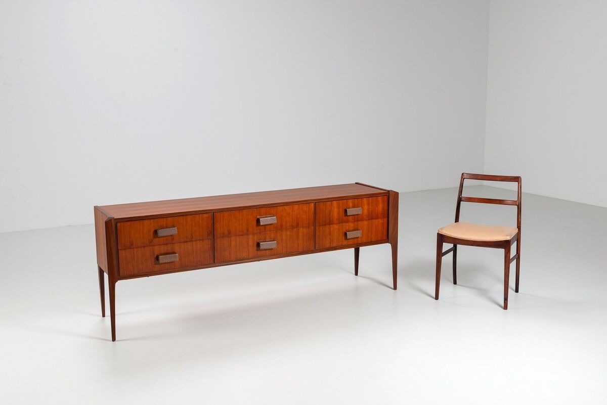 Italian sideboard or chest of drawers in teak Italy 1960