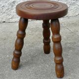 Vintage turned wooden tripod stool 1950-60
