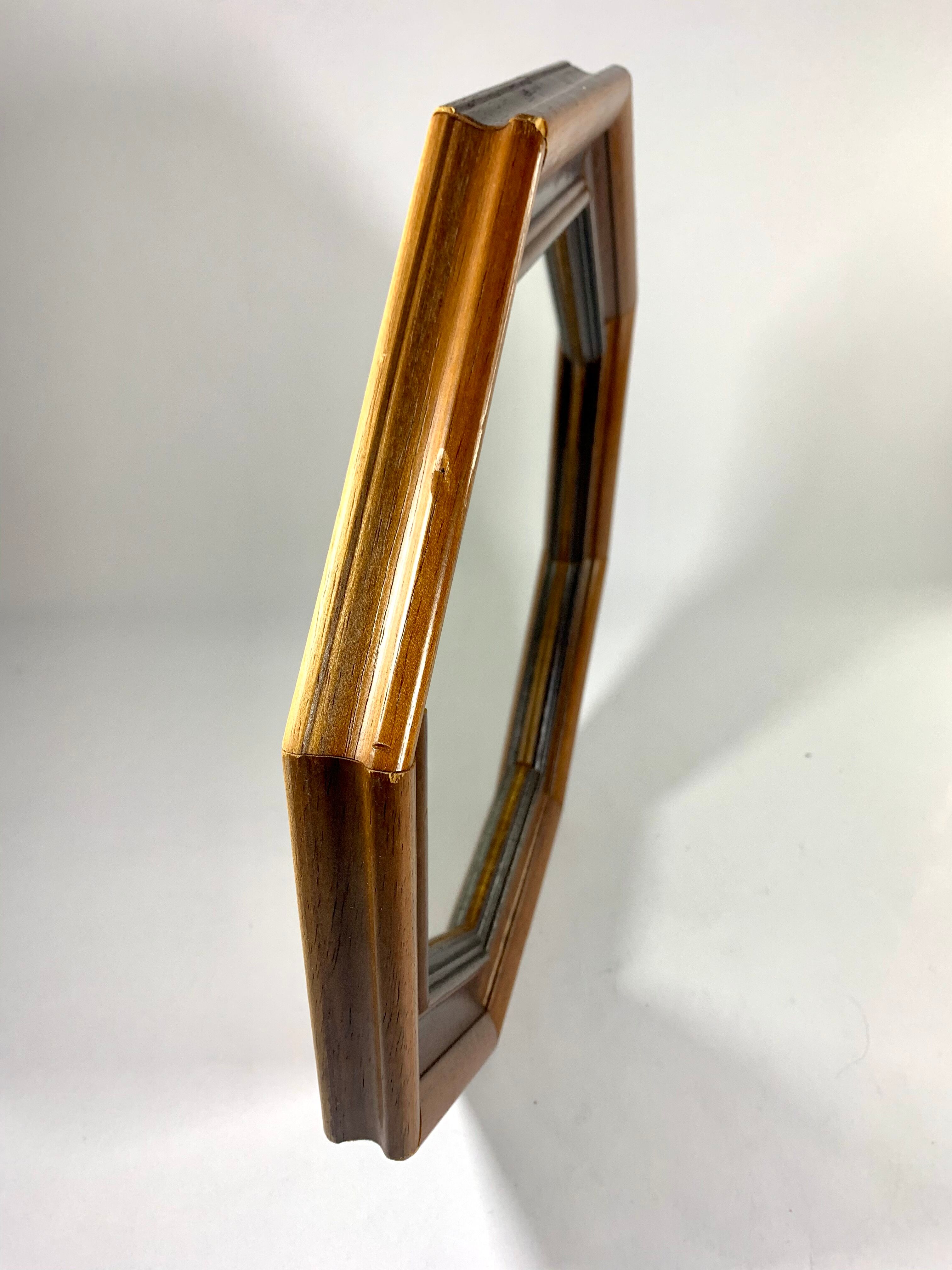 Octagonal mirror in molded wood - French popular work of the twentieth century