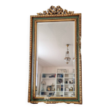 Gold and fir green beveled mirror, Louis XVI/Regency style, 1970