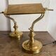 Pair of notary-style lamps in gilded metal