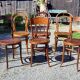 6 Thonet Fischel bistro chairs and others in curved wood from the early 20th century