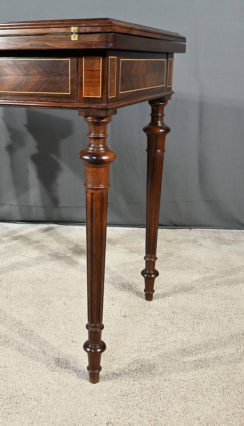 Marquetry system table, louis xvi style – 2nd half of the 19th century