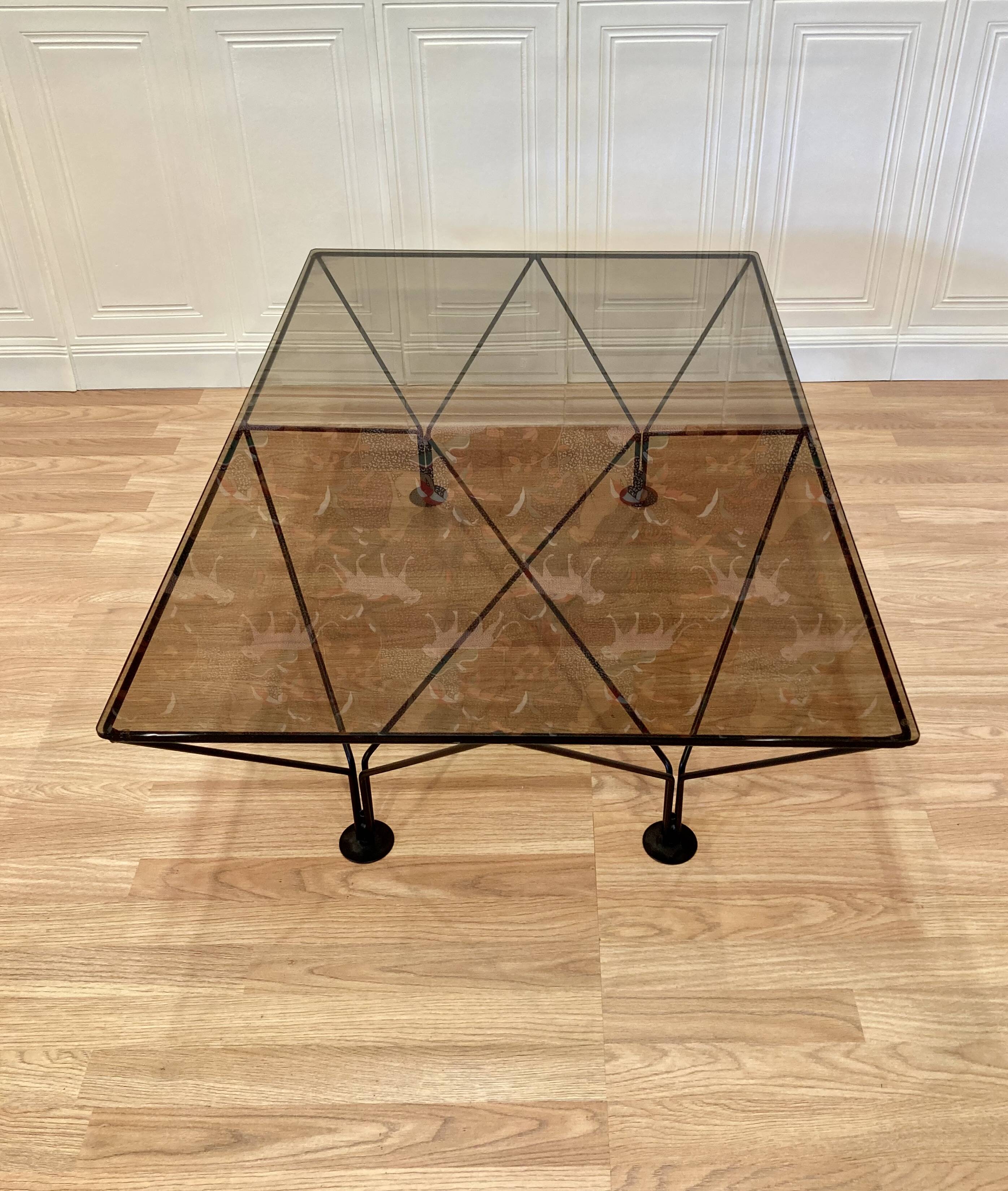 Designer glass and metal coffee table.