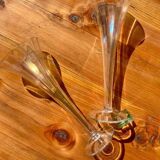 2 large iridescent champagne flutes