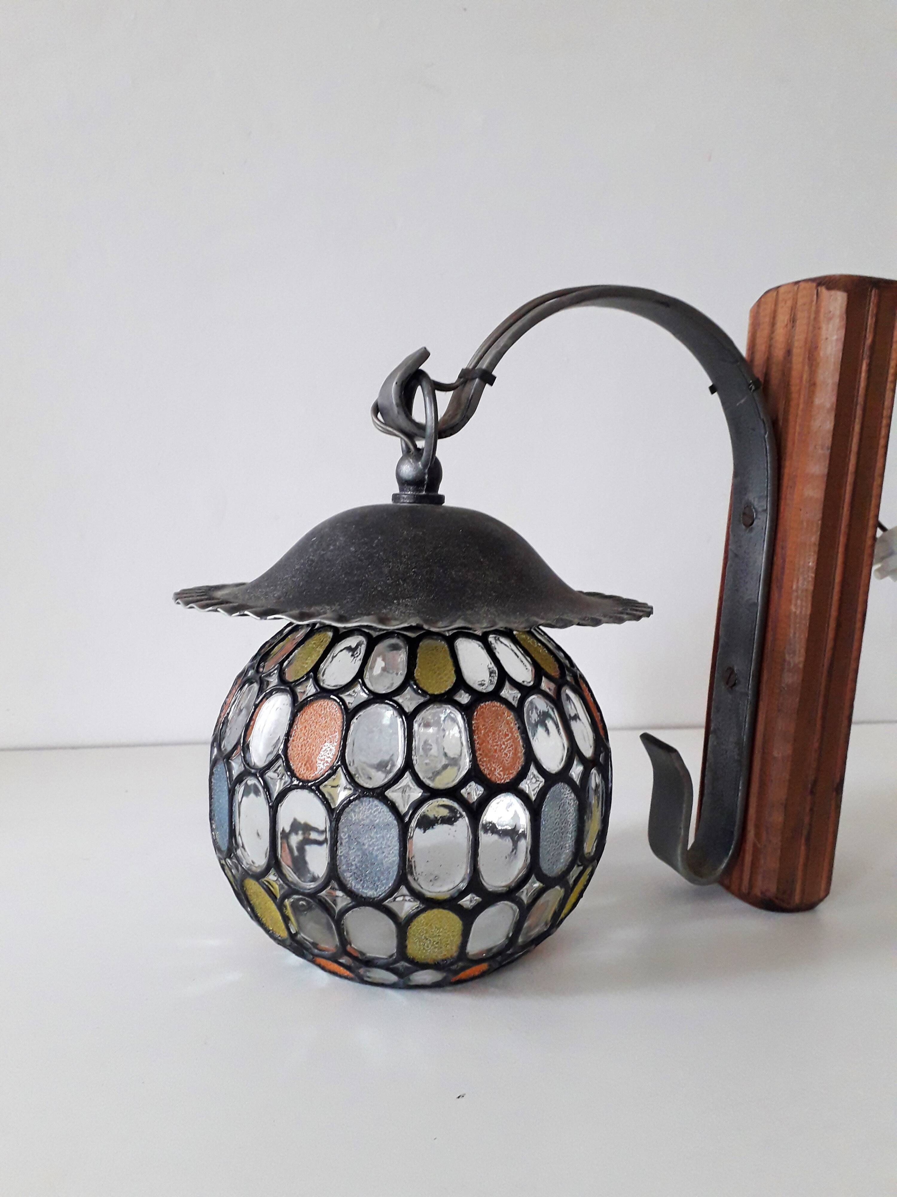 Retro wall light - Globe colored cloisonné glasses. - 1950-60
