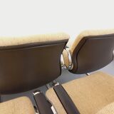 Suite of 5 armchairs with Steelcase Strafor armrests in chrome metal and wool fabric from the years