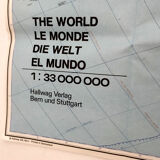 Map planisphere the world 124x82cm 60s