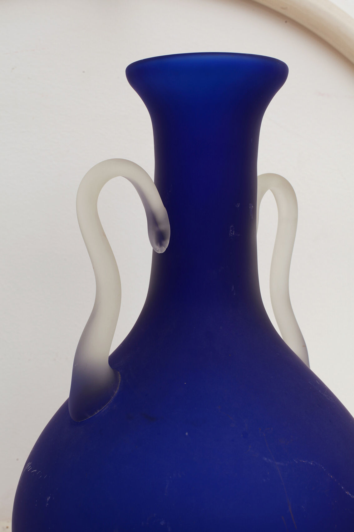 Large vase - sanded blue glass