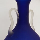 Large vase - sanded blue glass