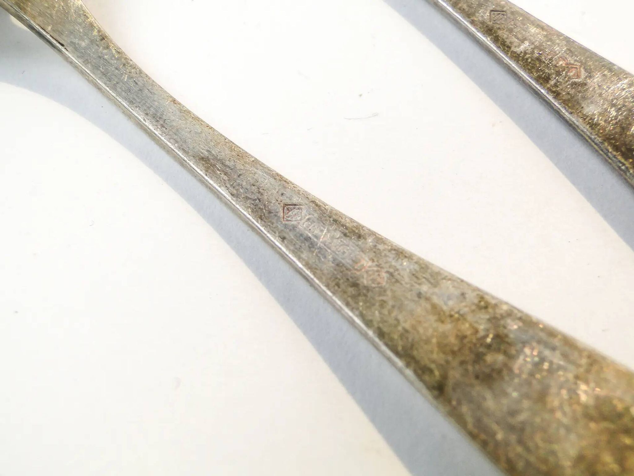 Set of mocha spoons, mid-century modern, silver-plated brass, D. Fraget, Poland, 1950s
