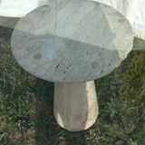 Table glass columns travertine design 1980