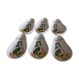 6 ramekins avocado motif