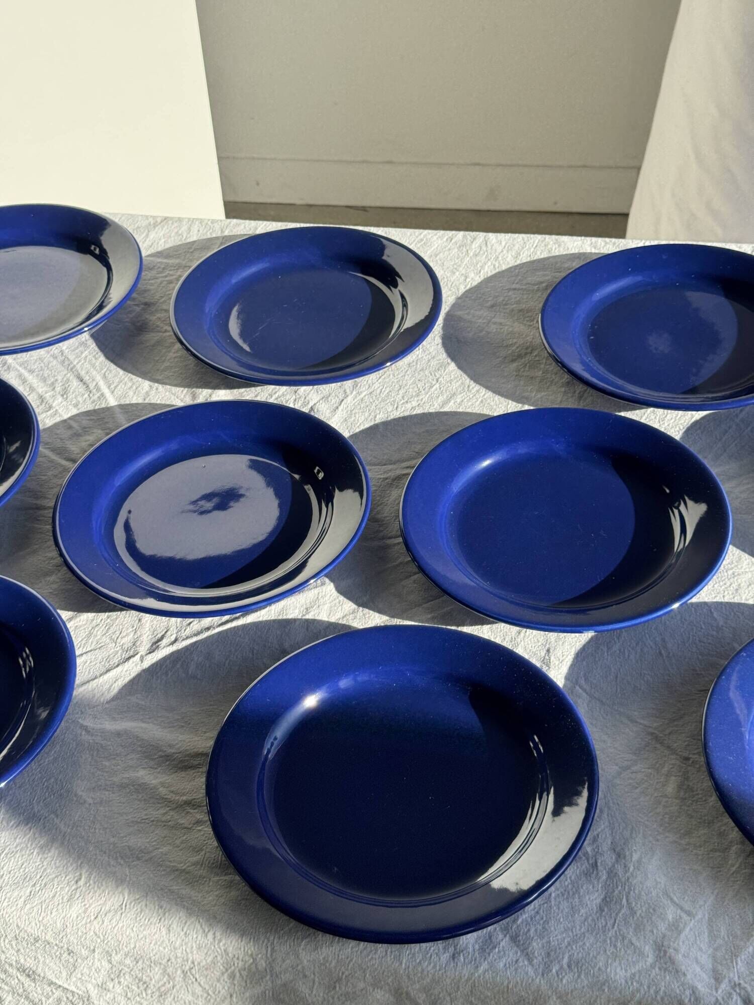 Set of 12 vintage blue ceramic plates D23
