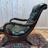 Fauteuil chesterfield cuir vert