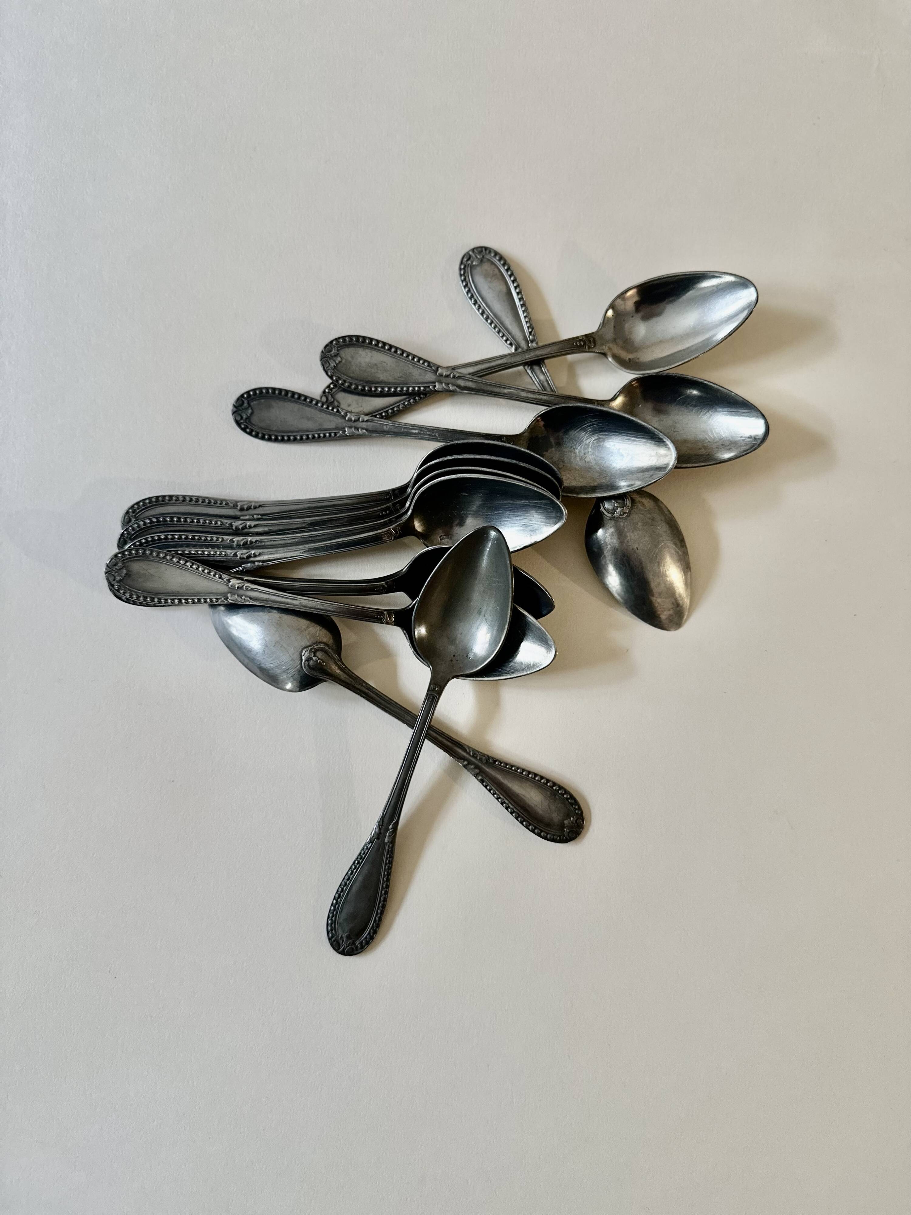 Service of 12 silver-plated dessert spoons