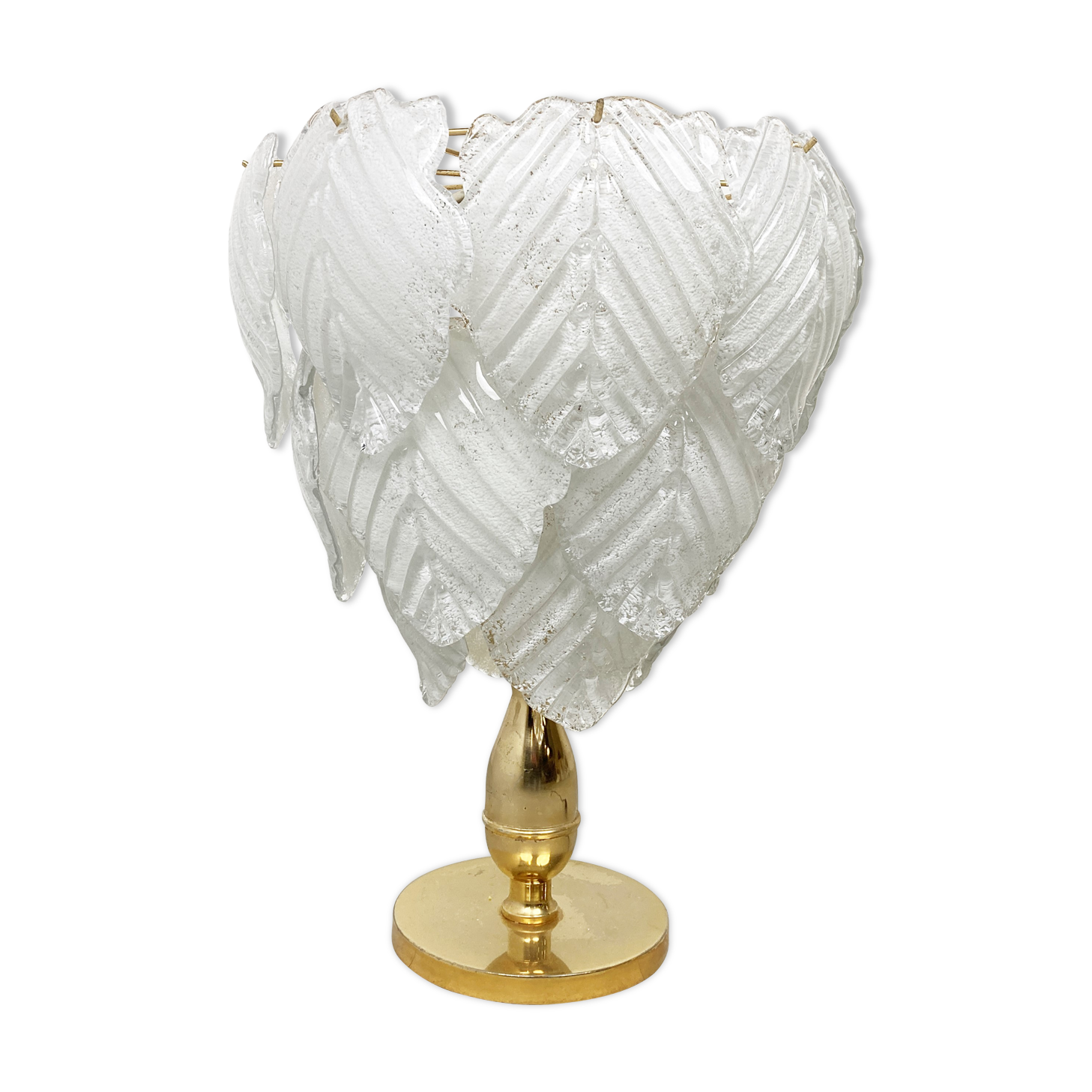 Vintage murano leaf table lamp, 1970s