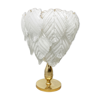 Vintage murano leaf table lamp, 1970s