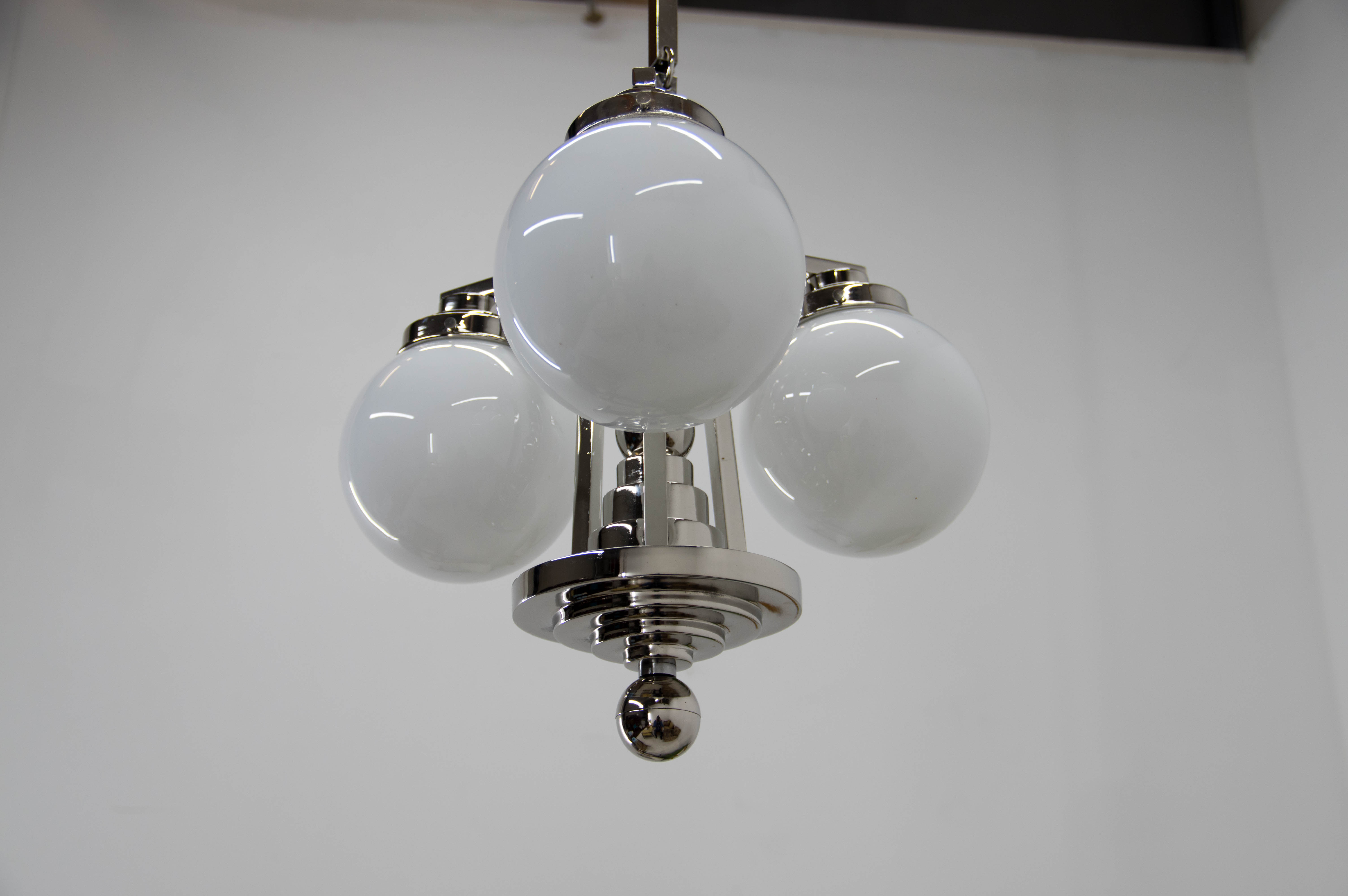 Art Deco 3-flamming Chandelier, 1920s