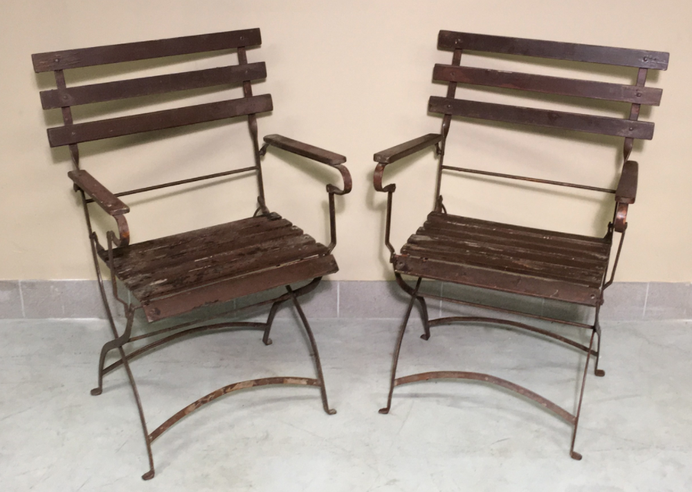 Paire fauteuils de jardin pliants