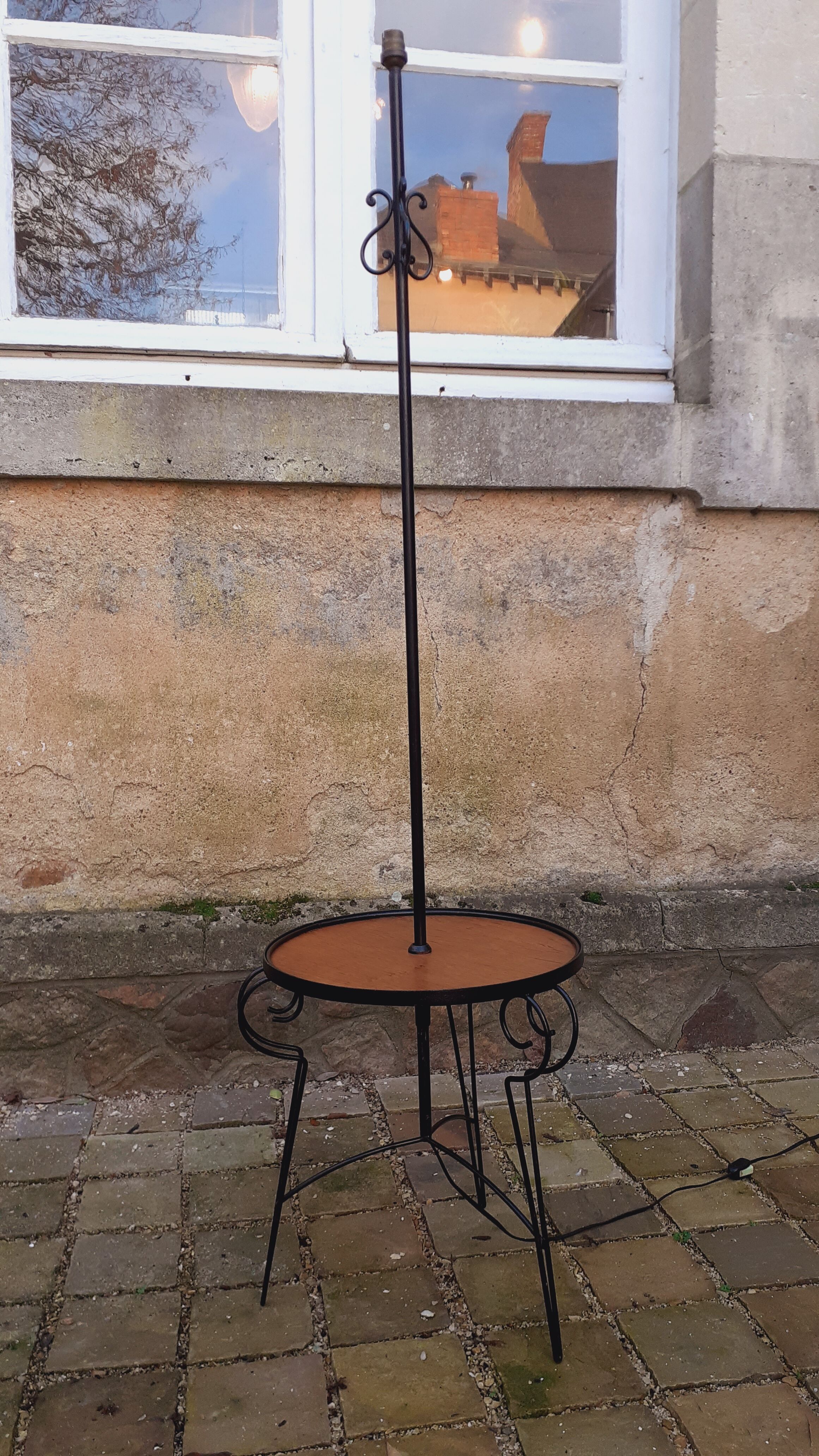 Lampadaire vintage année 50/60 fer forgé laqué noir