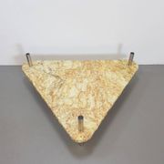 Brutalist Triangle Coffee Table in Marble and Stainless Steel, 1970s
