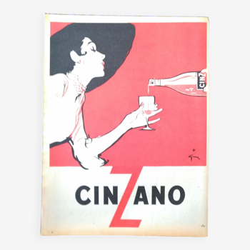 une publicité papier  apéritif   cinzano   issue d'une revue d 'époque