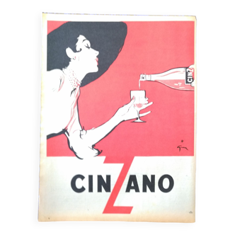 une publicité papier  apéritif   cinzano   issue d'une revue d 'époque