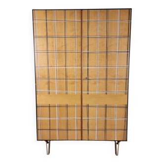 Armoire vintage en bois décorée, 1970