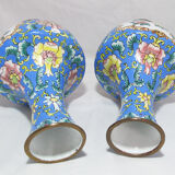 Pair of Chinese vases in enamelled bronze