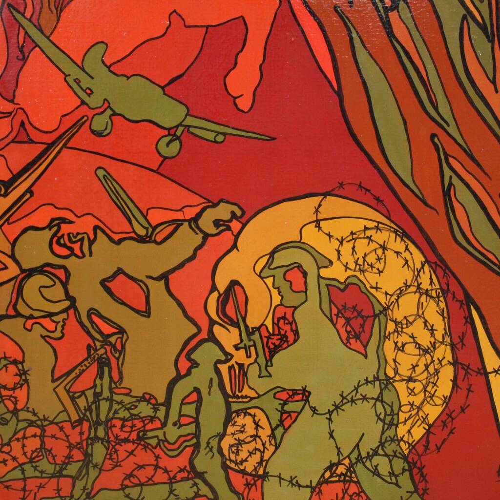 Surrealist Italian painting Crucifixion from the 20th century