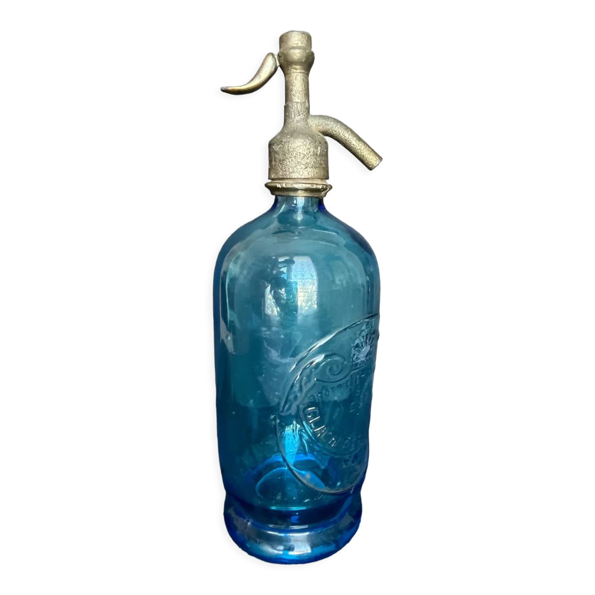 Old blue glass siphon