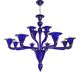 Blue Glass Chandelier, Contemporary, Attributed to Murano