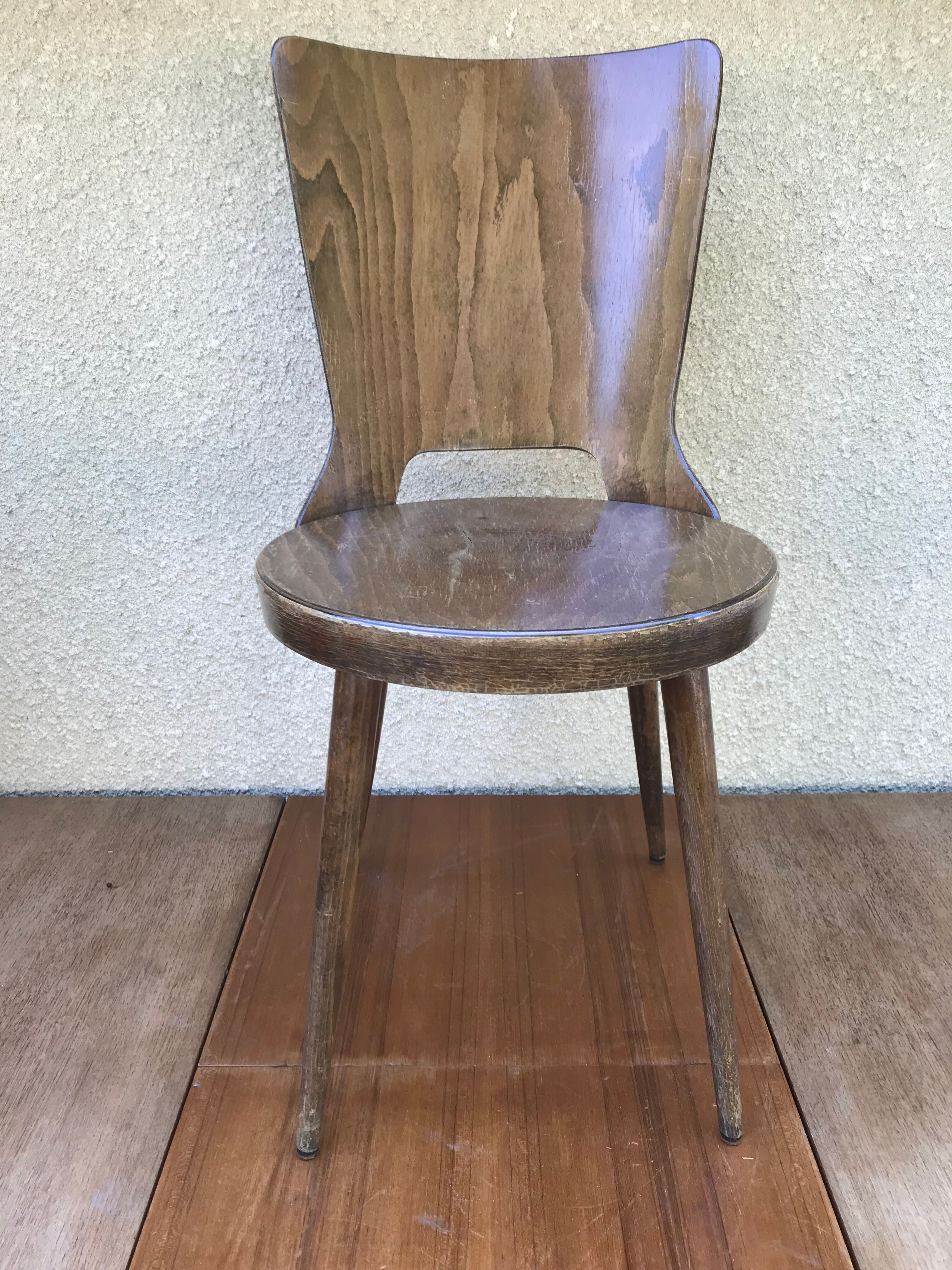 Former baumann model dove chair in wooden feet compass vintage