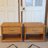Pair of rattan bedside tables