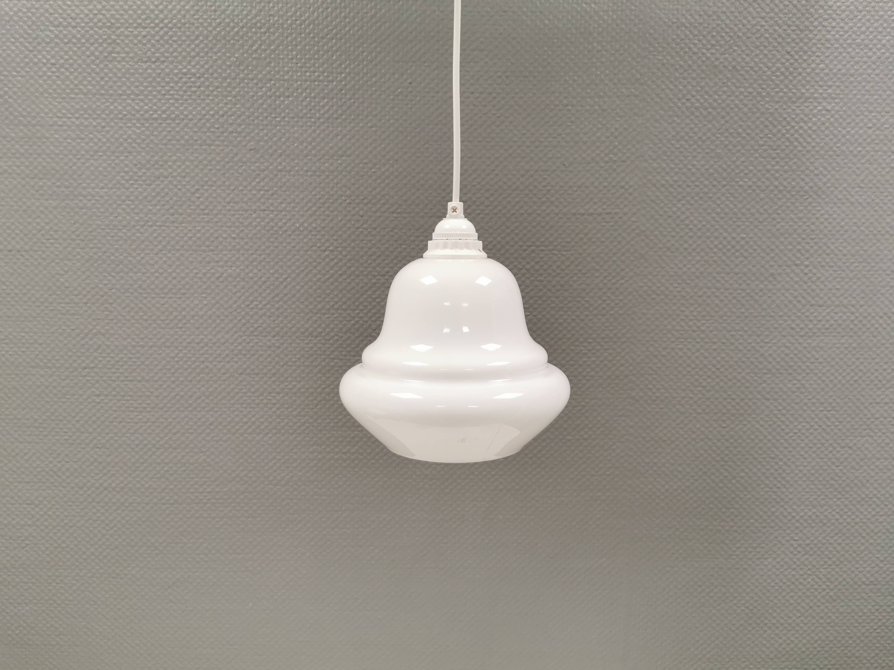 Small hanging lamp in opal glass, Danish and from the 1980s.