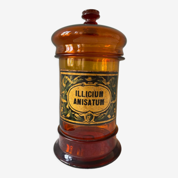 Amber brown glass medicine jar