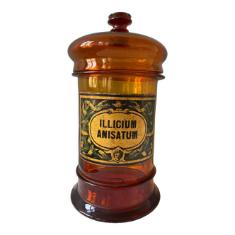 Amber brown glass medicine jar