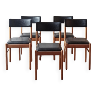 Suite of 5 vintage Bauman chairs 70