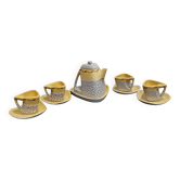 Cracked yellow Bat Trang tea set made in Vietnam