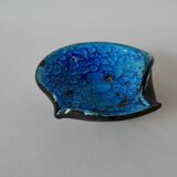 Fat Lava blue round ceramic ashtray 70s