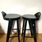 Pair of black designer stools by Baumann