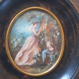 Miniature portrait of " fragonard " the girl and her dog