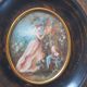 Portrait miniature  de  " fragonard "  la  fille  et  son  chien