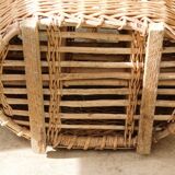 Old wicker bottle holder basket
