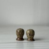 Set of two pyrite stoneware pepper pots