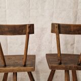 pair of brutalist wabi sabi style chairs