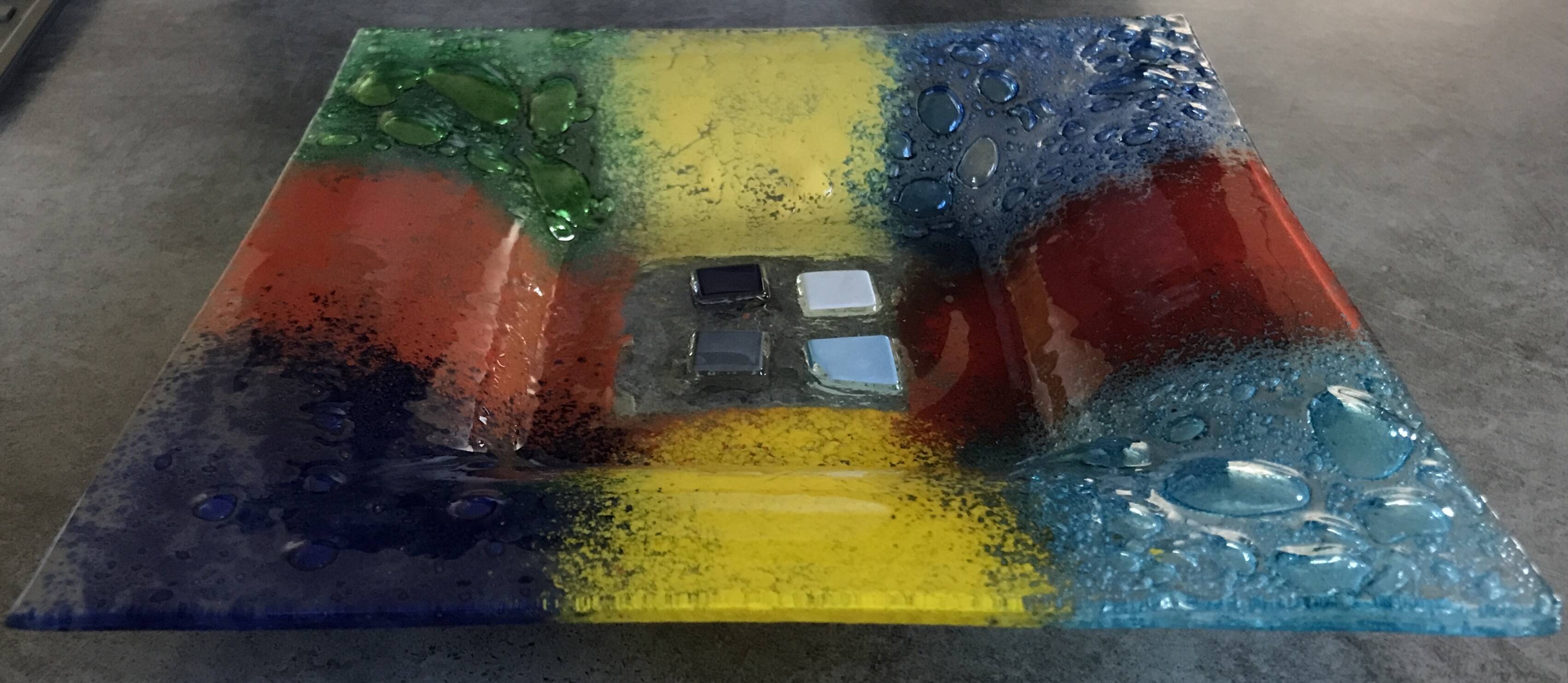 Murano art glass pocket tray, color blocks